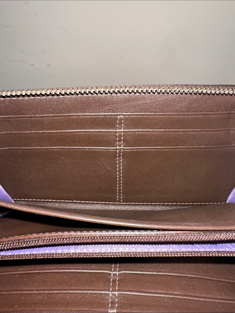 Coach Dark Brown leather wallet with Silver hardware - Picture 7 of 9